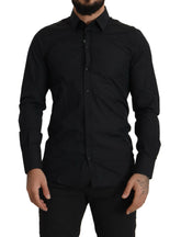 Dolce & Gabbana Black Cotton GOLD Slim Fit Dress Shirt -   -  Dolce & Gabbana.